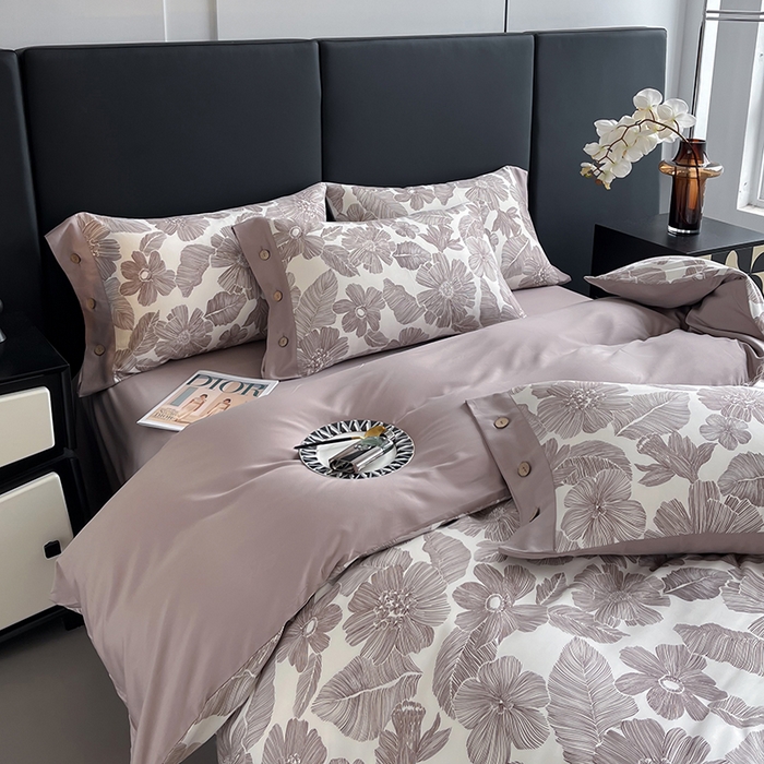 91家纺网 家纺一手货源 找家纺 艾迪尚家纺 2025新款柔丝茸磨毛印花纽扣款四件套 叶蓓