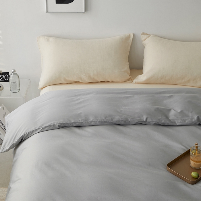 91家纺网 家纺一手货源 找家纺 安莱生活 2024新款100s全棉贡缎单被套 红灰