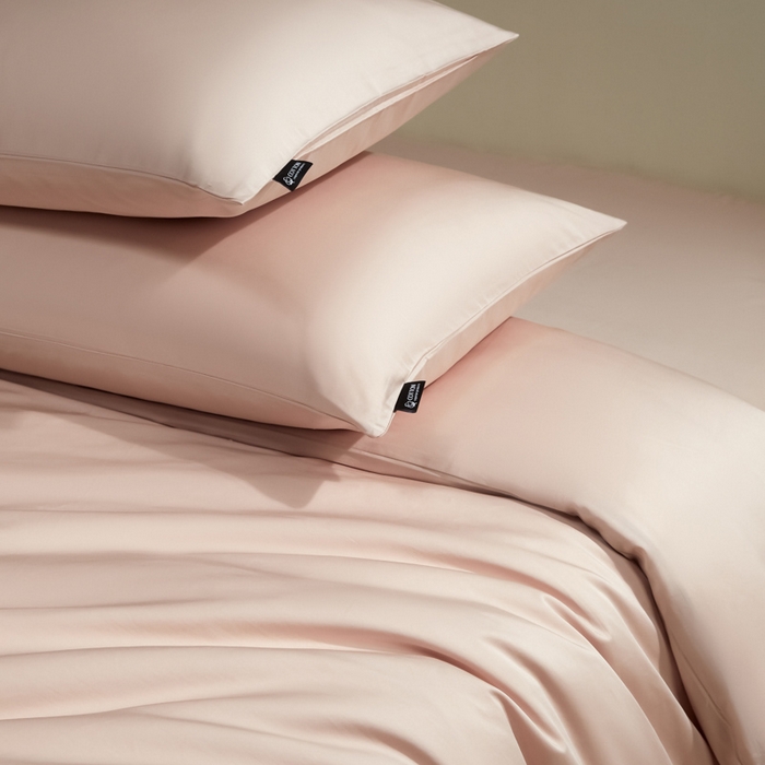 91家纺网 家纺一手货源 找家纺 安莱生活 2024新款100s全棉贡缎四件套 虾粉