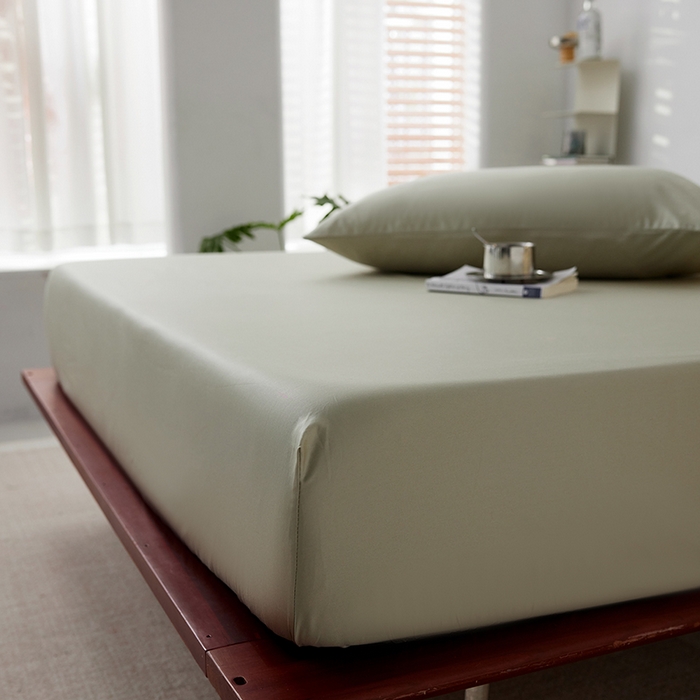 91家纺网 家纺一手货源 找家纺 安莱生活 2024新款100s全棉贡缎单床笠 草绿