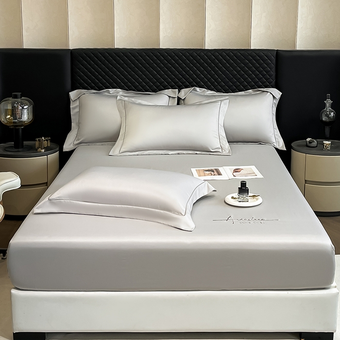 91家纺网 家纺一手货源 找家纺 露梦家纺 2025新款A类水洗原棉刺绣款床笠-星辰系列（提供买家秀） 星辰-薄雾灰