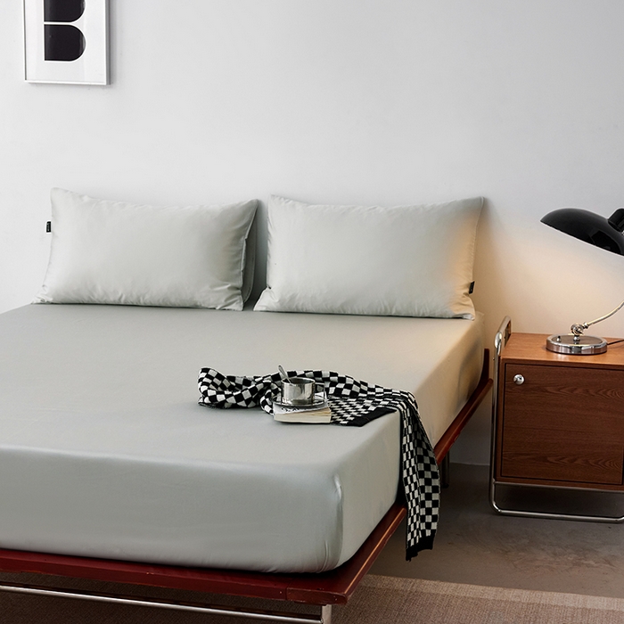 91家纺网 家纺一手货源 找家纺 安莱生活 2024新款100s全棉贡缎单床笠 高级灰