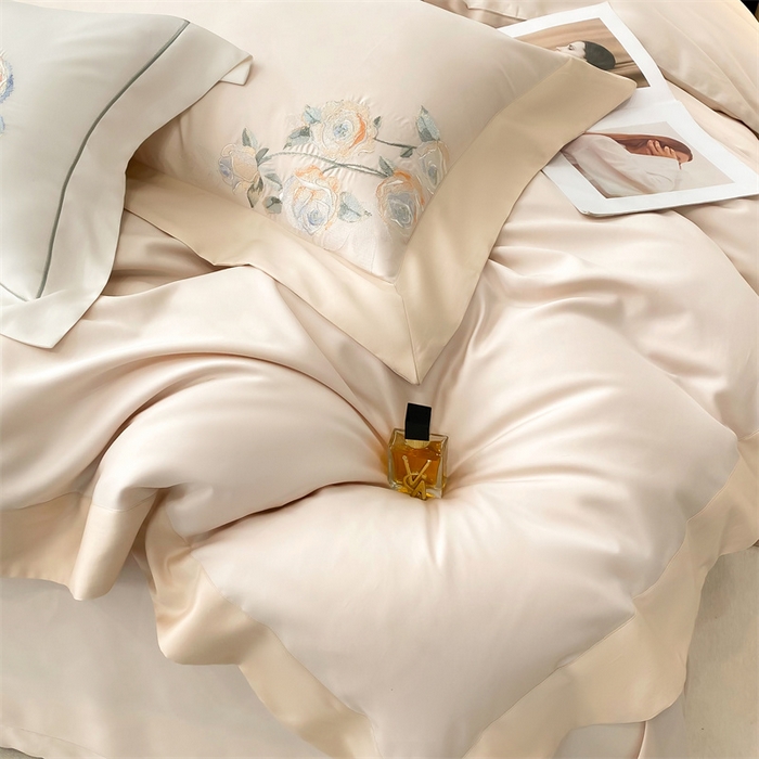 91家纺网 家纺一手货源 找家纺 美娘阁 2025新款双股天丝棉居家款四件套 兰亭序-艾米金