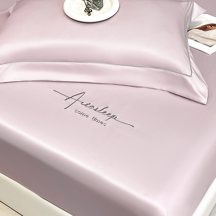 91家纺网 家纺一手货源 找家纺 露梦家纺 2025新款A类水洗原棉刺绣款床笠-星辰系列（提供买家秀） 星辰-丁香紫