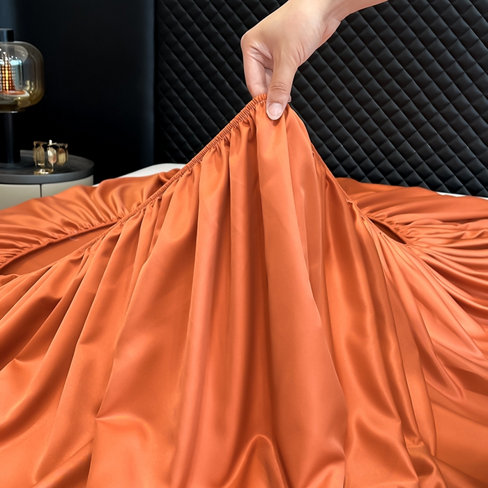 91家纺网 家纺一手货源 找家纺 露梦家纺 2025新款A类水洗原棉刺绣款床笠-星辰系列（提供买家秀） 星辰-桔色