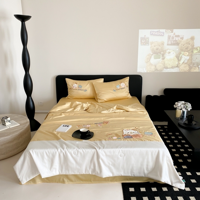 91家纺网 家纺一手货源 找家纺 优然居家纺 2024新款儿童天丝夏被系列 黄油面包