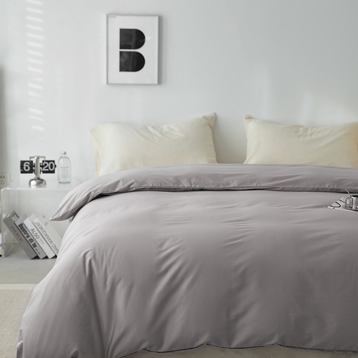 91家纺网 家纺一手货源 找家纺 安莱生活 2024新款100s全棉贡缎单被套 银灰