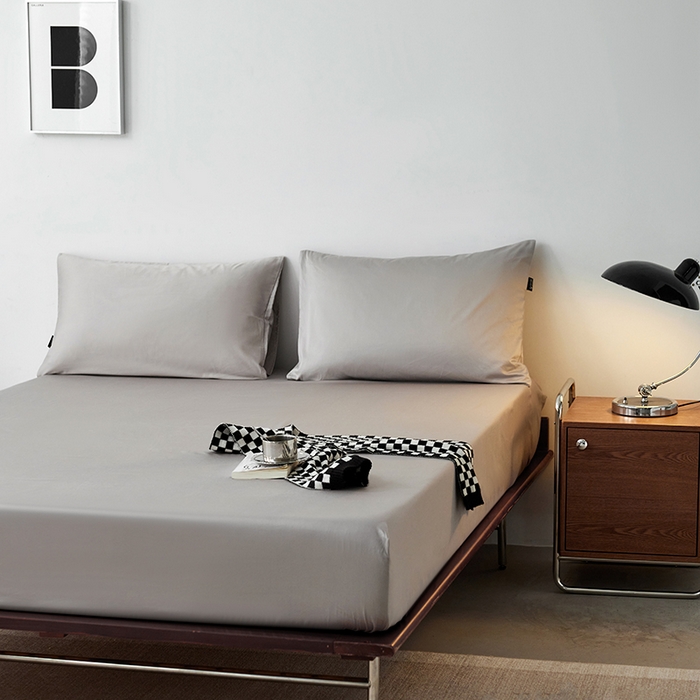 91家纺网 家纺一手货源 找家纺 安莱生活 2024新款100s全棉贡缎单床笠 银灰