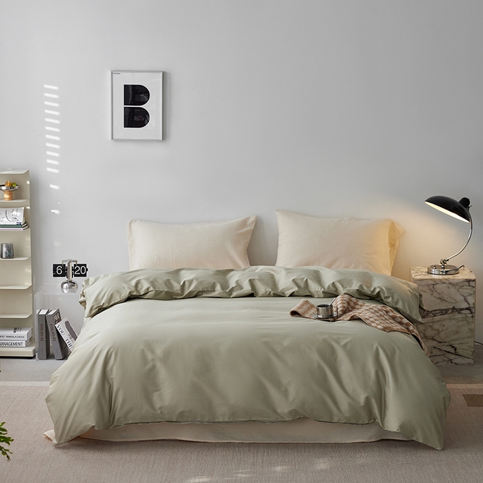 91家纺网 家纺一手货源 找家纺 安莱生活 2024新款100s全棉贡缎单被套 草绿