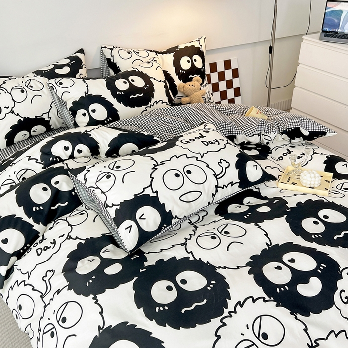 91家纺网 家纺一手货源 找家纺 西引力 2024新款全棉印花单被套 煤球