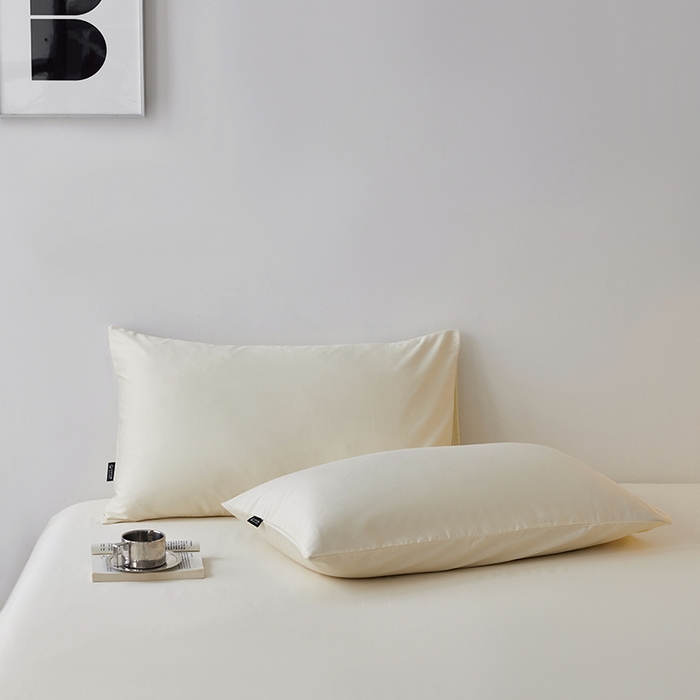 91家纺网 家纺一手货源 找家纺 安莱生活 2024新款100s全棉贡缎单枕套 月光白