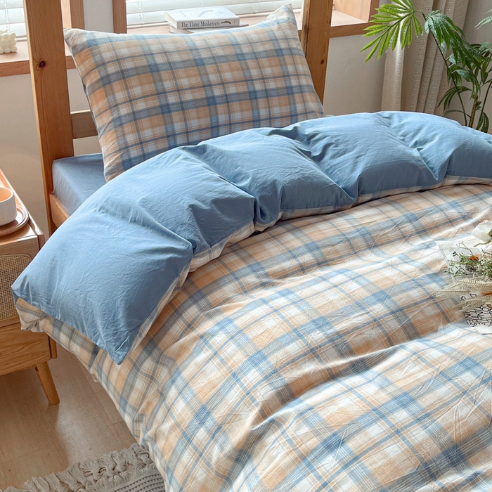 91家纺网 家纺一手货源 找家纺 吉象 2025新款水洗棉学生三件套 云端