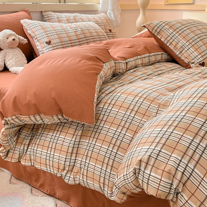 91家纺网 家纺一手货源 找家纺 玉海棠 2024新款AB版软糯针织棉印花四件套 格调-红-