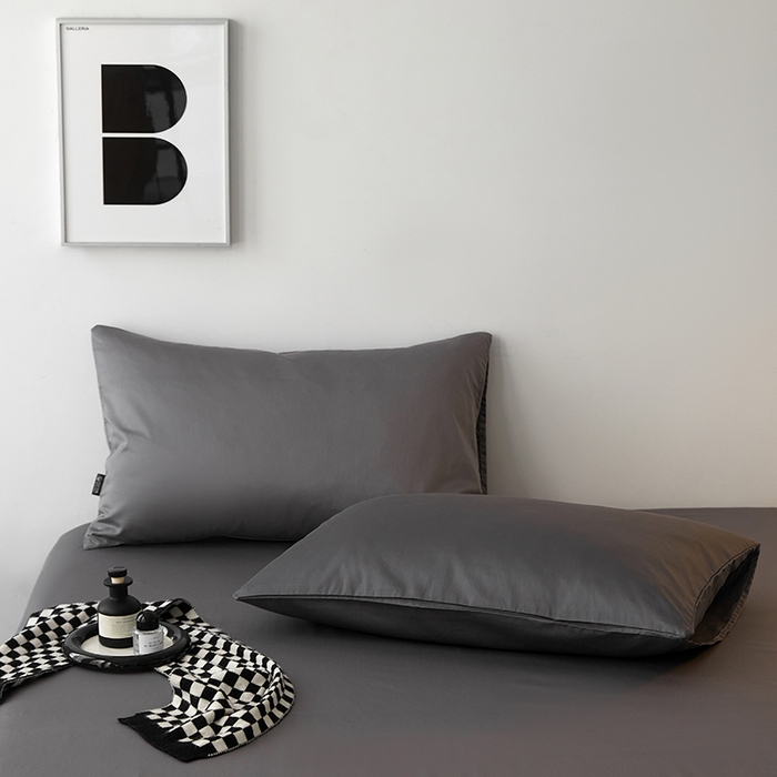 91家纺网 家纺一手货源 找家纺 安莱生活 2024新款100s全棉贡缎单枕套 帝都灰