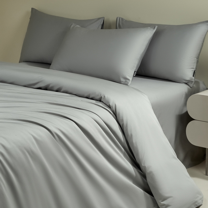 91家纺网 家纺一手货源 找家纺 安莱生活 2024新款100s全棉贡缎四件套 红灰