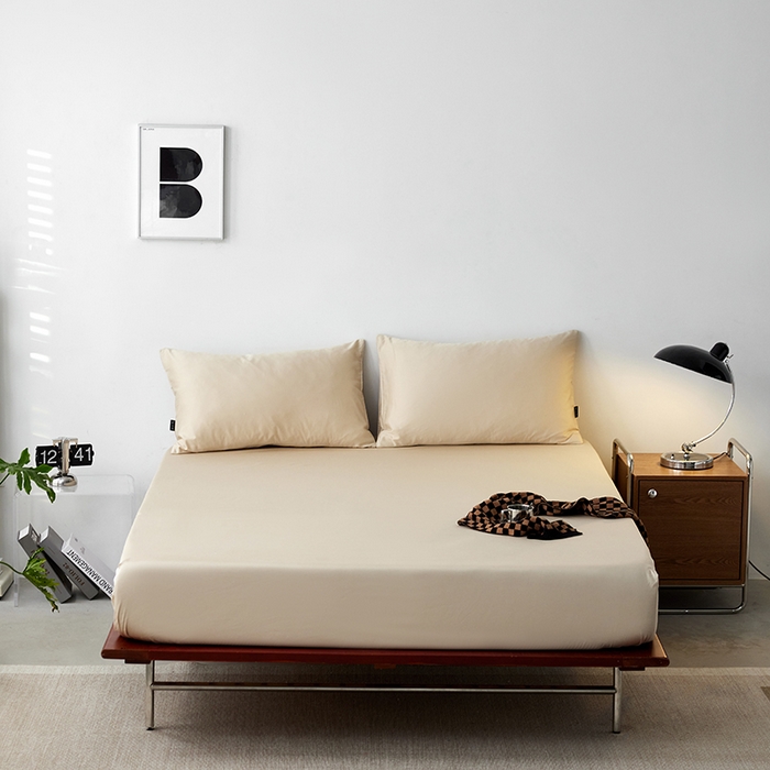 91家纺网 家纺一手货源 找家纺 安莱生活 2024新款100s全棉贡缎单床笠 棕灰