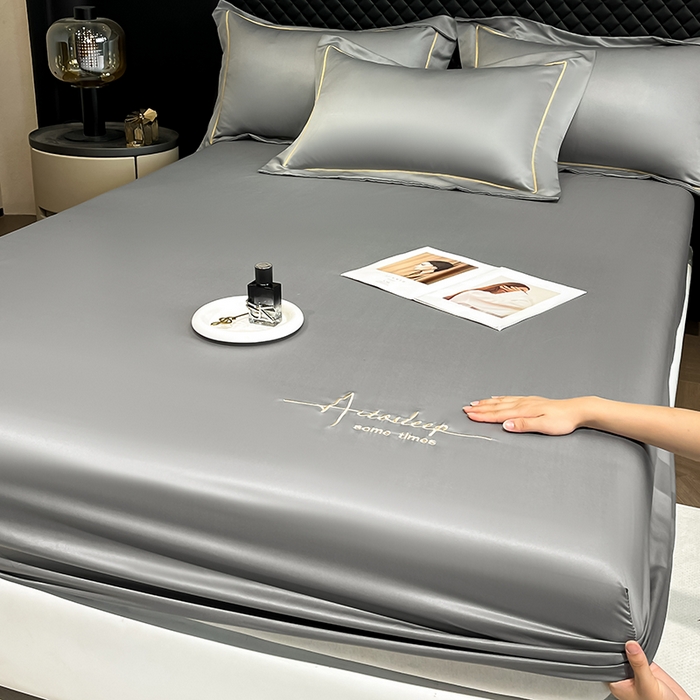 91家纺网 家纺一手货源 找家纺 露梦家纺 2025新款A类水洗原棉刺绣款床笠-星辰系列（提供买家秀） 星辰-高级灰