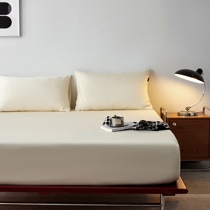 91家纺网 家纺一手货源 找家纺 安莱生活 2024新款100s全棉贡缎单床笠 月光白