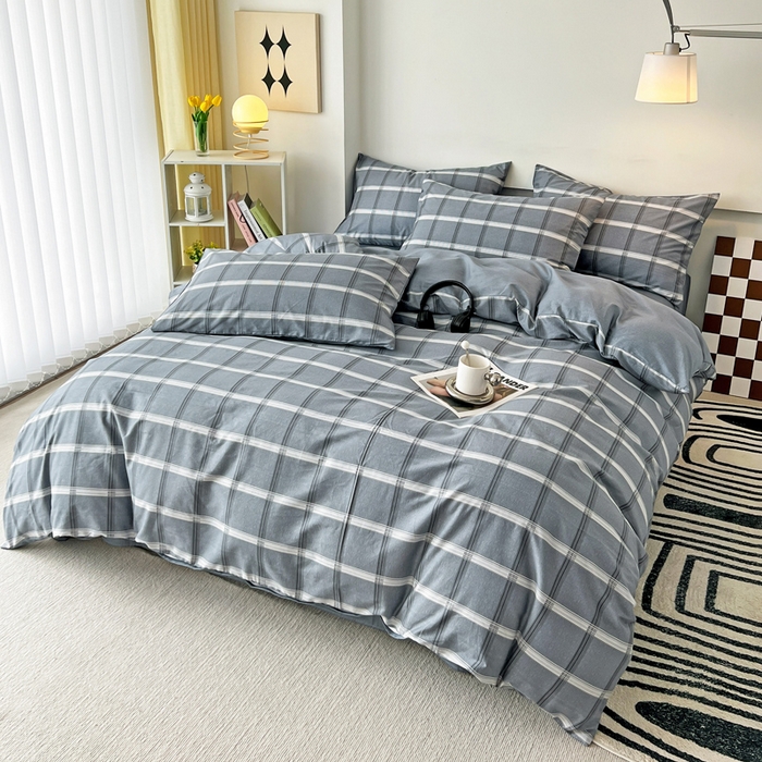 91家纺网 家纺一手货源 找家纺 西引力 2024新款全棉印花单被套 海伦灰