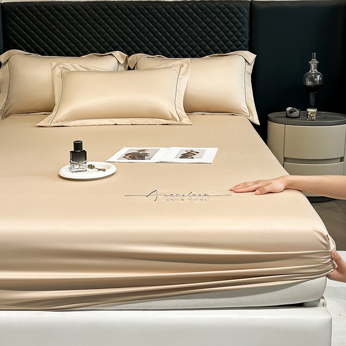 91家纺网 家纺一手货源 找家纺 露梦家纺 2025新款A类水洗原棉刺绣款床笠-星辰系列（提供买家秀） 星辰-香槟色