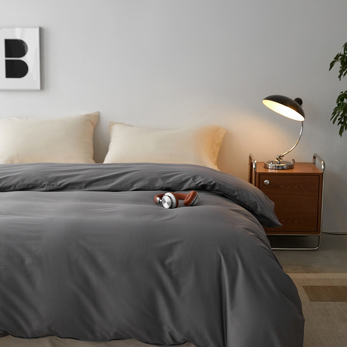 91家纺网 家纺一手货源 找家纺 安莱生活 2024新款100s全棉贡缎单被套 帝都灰