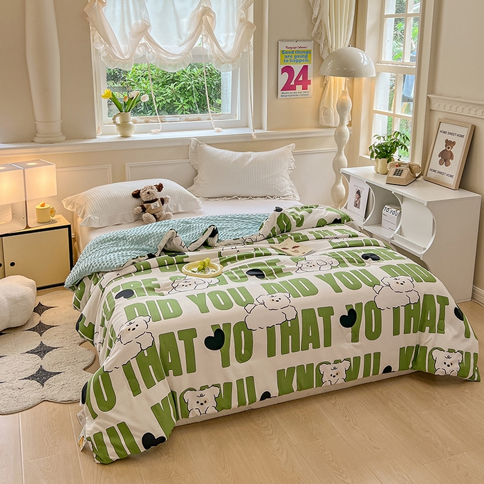 91家纺网 家纺一手货源 找家纺 居易简 2025新款水洗棉双层纱豆豆绒被被子被芯冬被春秋被豆豆被加绒直播  皮皮狗