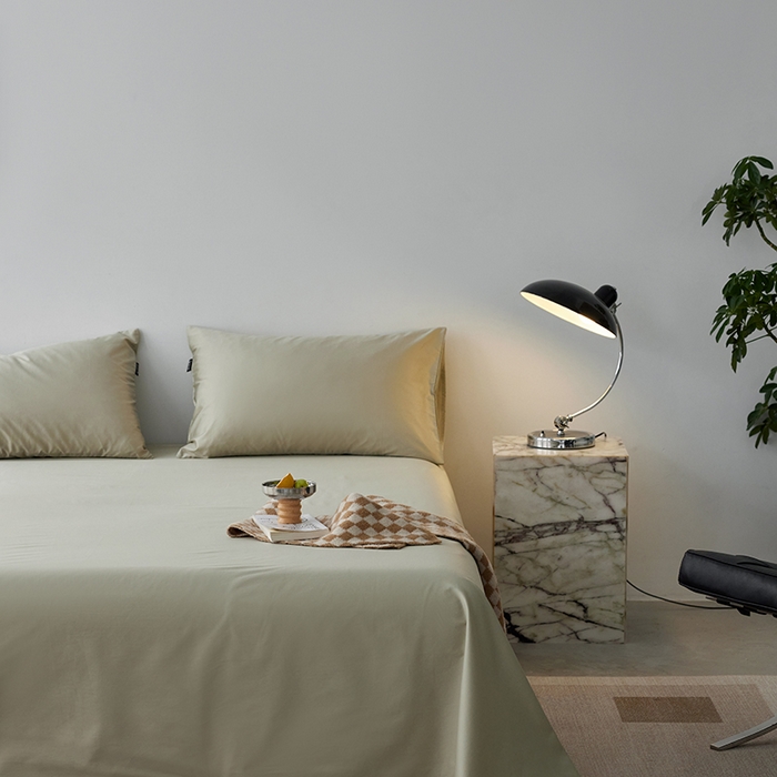 91家纺网 家纺一手货源 找家纺 安莱生活 2024新款100s全棉贡缎单床单 草绿