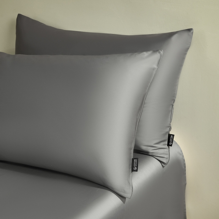 91家纺网 家纺一手货源 找家纺 安莱生活 2024新款100s全棉贡缎四件套 帝都灰