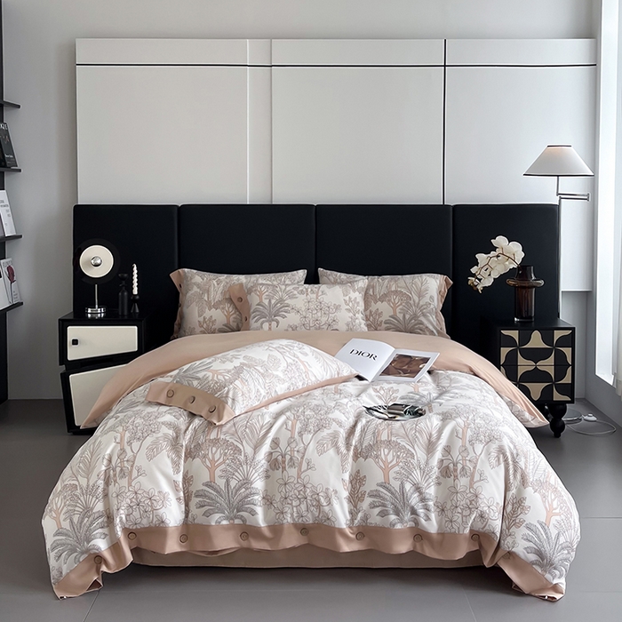 91家纺网 家纺一手货源 找家纺 艾迪尚家纺 2025新款柔丝茸磨毛印花纽扣款四件套 雾岛-米