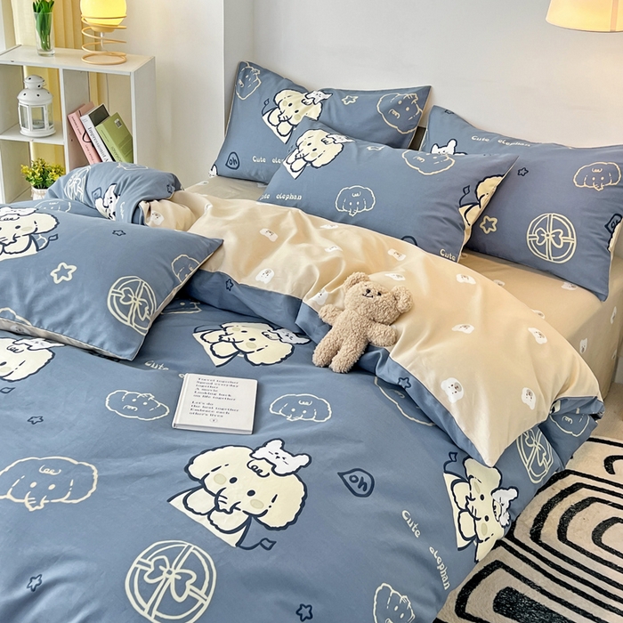 91家纺网 家纺一手货源 找家纺 西引力 2024新款全棉印花单被套 可爱小象