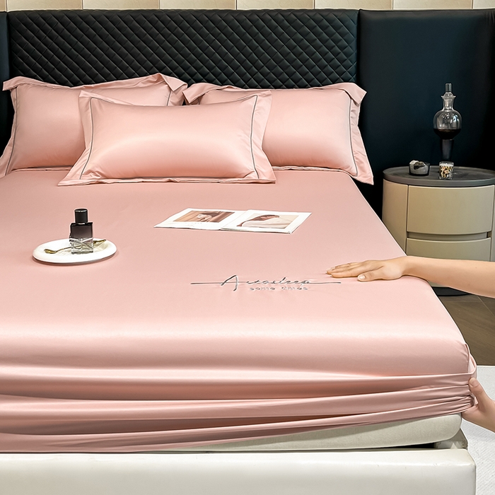 91家纺网 家纺一手货源 找家纺 露梦家纺 2025新款A类水洗原棉刺绣款床笠-星辰系列（提供买家秀） 星辰-玫瑰粉