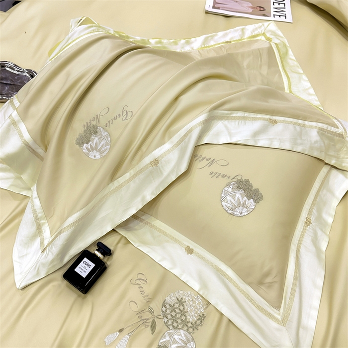 91家纺网 家纺一手货源 找家纺 美娘阁2025新款双股长绒棉居家款四件套 凯瑟琳-香槟黄