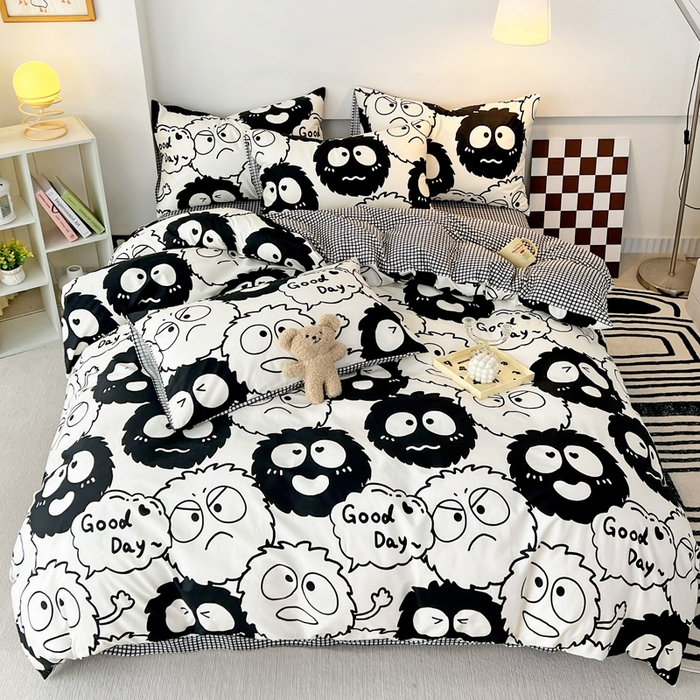 91家纺网 家纺一手货源 找家纺 西引力 2024新款全棉印花单被套 煤球