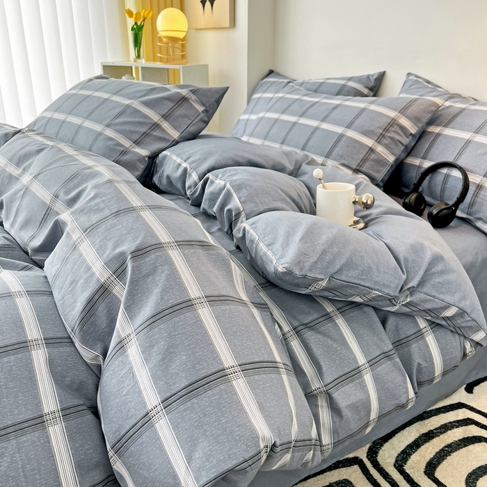 91家纺网 家纺一手货源 找家纺 西引力 2024新款全棉印花单被套 海伦灰