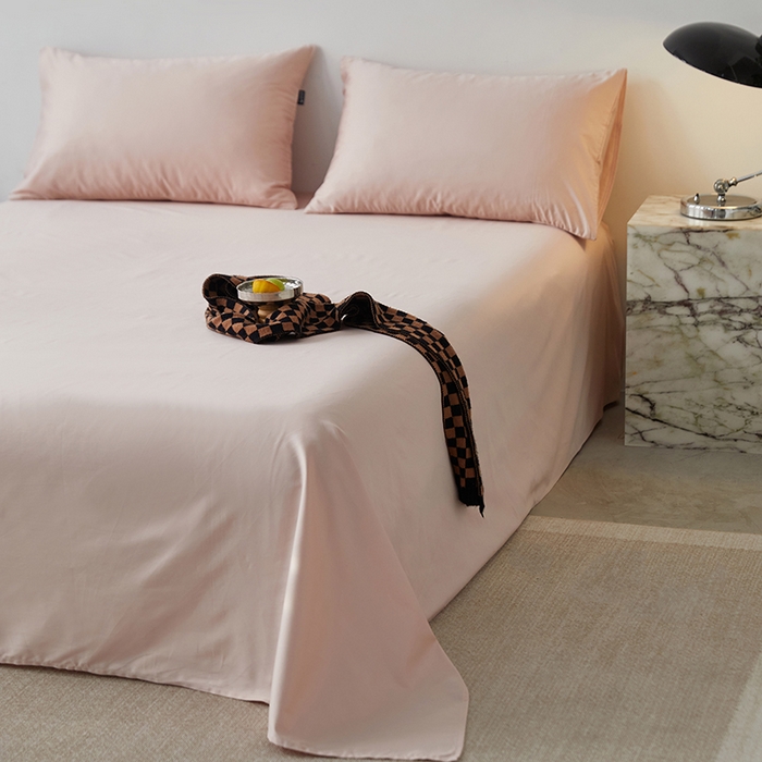 91家纺网 家纺一手货源 找家纺 安莱生活 2024新款100s全棉贡缎单床单 虾粉