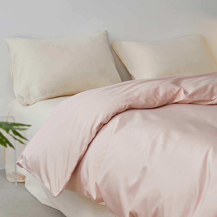 91家纺网 家纺一手货源 找家纺 安莱生活 2024新款100s全棉贡缎单被套 虾粉