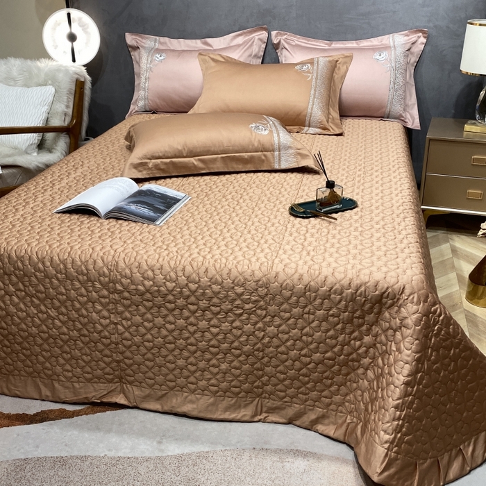 91家纺网 家纺一手货源 找家纺 美娘阁2025新款双股长绒棉居家款四件套 简爱（金驼）