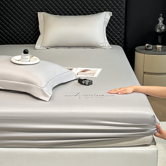 91家纺网 家纺一手货源 找家纺 露梦家纺 2025新款A类水洗原棉刺绣款床笠-星辰系列（提供买家秀） 星辰-薄雾灰