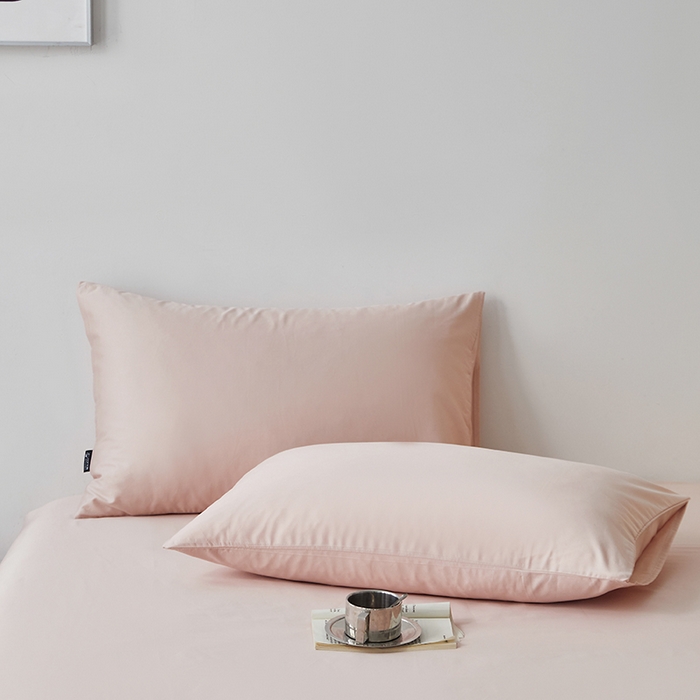 91家纺网 家纺一手货源 找家纺 安莱生活 2024新款100s全棉贡缎单枕套 虾粉