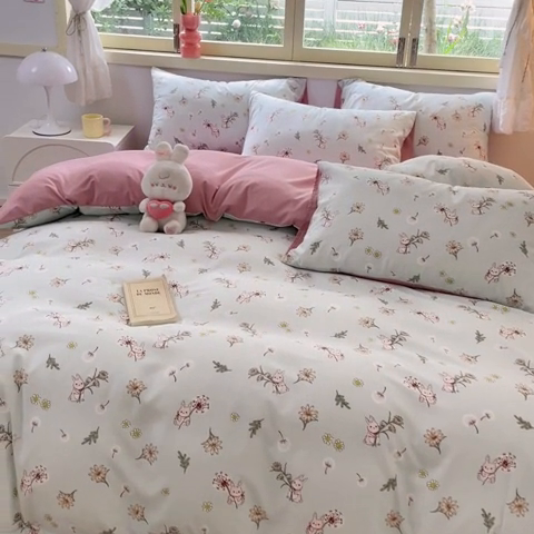 91家纺网 家纺一手货源 找家纺 玉海棠 2024新款AB版软糯针织棉印花四件套 彼得兔-