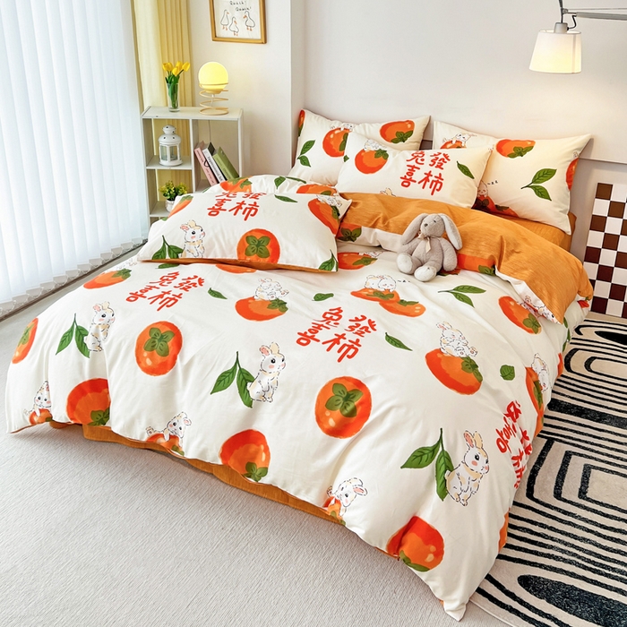 91家纺网 家纺一手货源 找家纺 西引力 2024新款全棉印花单被套 兔发喜事
