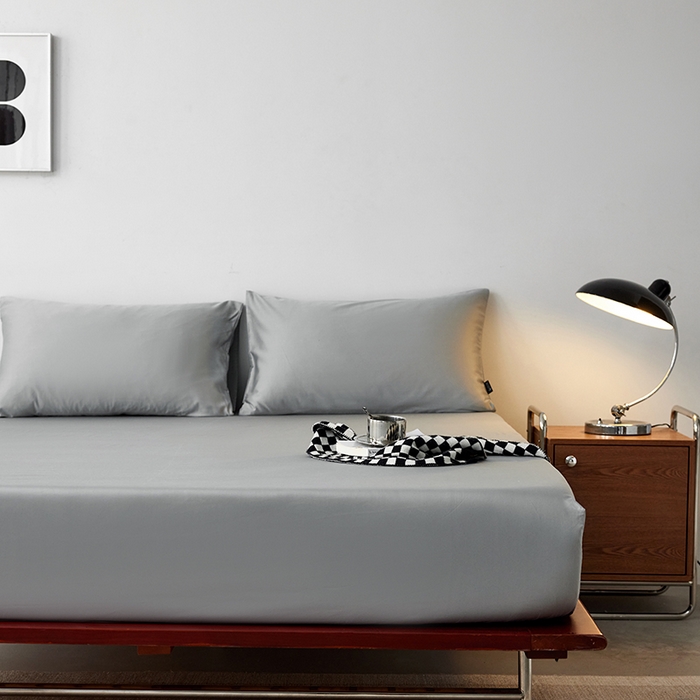 91家纺网 家纺一手货源 找家纺 安莱生活 2024新款100s全棉贡缎单床笠 红灰