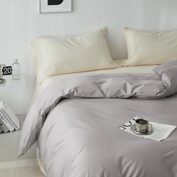 91家纺网 家纺一手货源 找家纺 安莱生活 2024新款100s全棉贡缎单被套 银灰