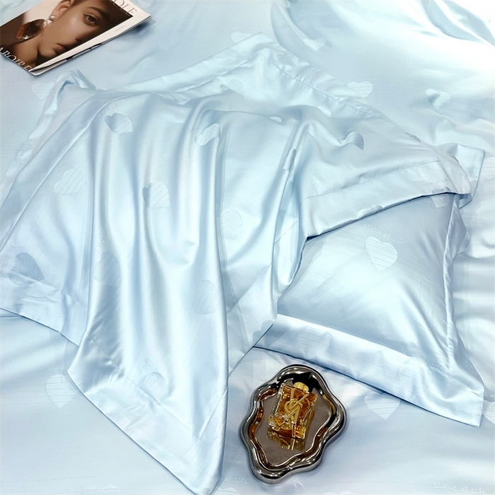 91家纺网 家纺一手货源 找家纺 2025新款双股长绒棉居家款提花系列四件套 心动-天空蓝