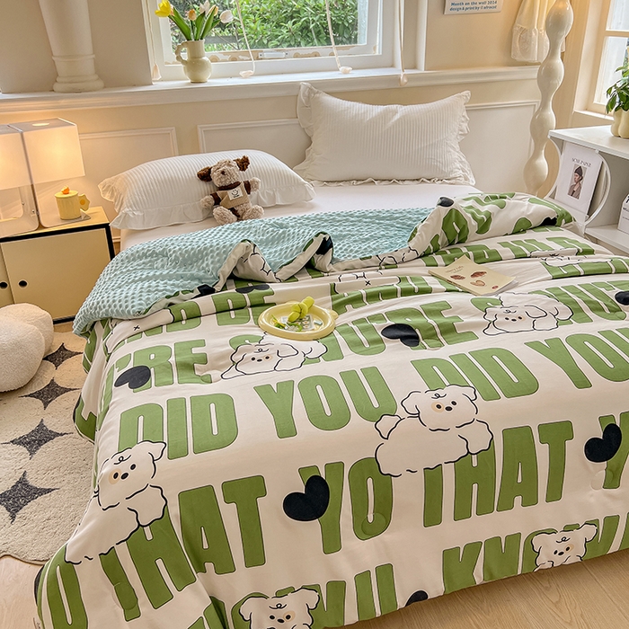 91家纺网 家纺一手货源 找家纺 居易简 2025新款水洗棉双层纱豆豆绒被被子被芯冬被春秋被豆豆被加绒直播  皮皮狗