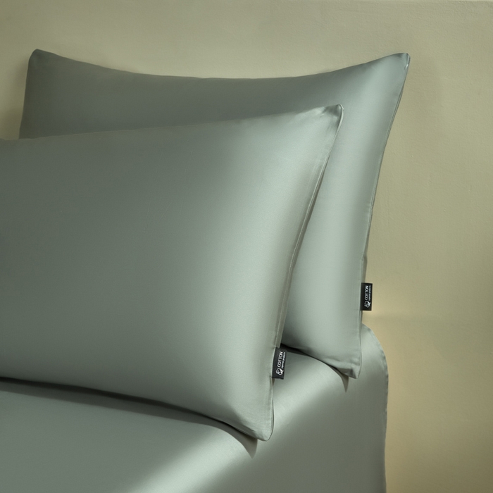 91家纺网 家纺一手货源 找家纺 安莱生活 2024新款100s全棉贡缎四件套 水绿