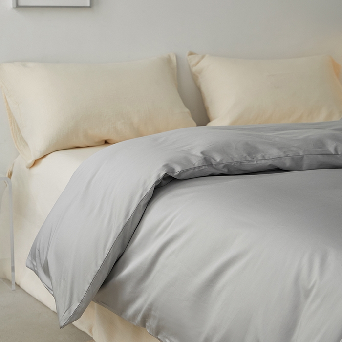 91家纺网 家纺一手货源 找家纺 安莱生活 2024新款100s全棉贡缎单被套 红灰