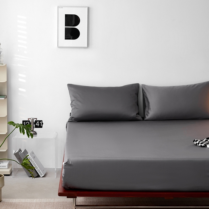 91家纺网 家纺一手货源 找家纺 安莱生活 2024新款100s全棉贡缎单床笠 帝都灰