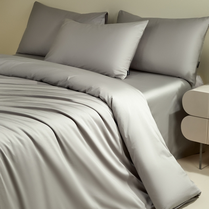 91家纺网 家纺一手货源 找家纺 安莱生活 2024新款100s全棉贡缎四件套 银灰