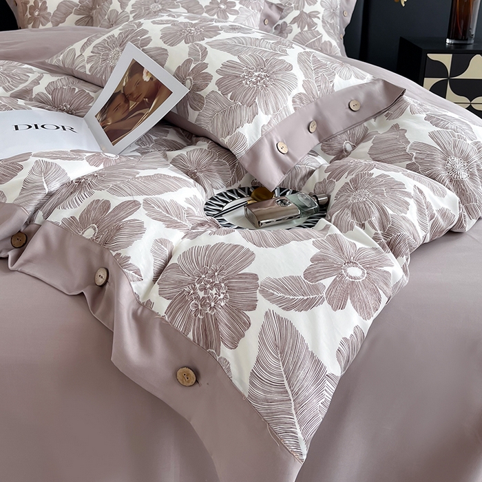 91家纺网 家纺一手货源 找家纺 艾迪尚家纺 2025新款柔丝茸磨毛印花纽扣款单被套 叶蓓